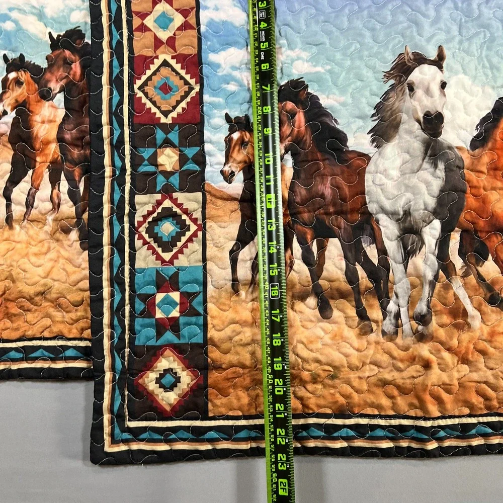 Set Of 2 Collections Etc PillowSham Standard Multicolor Southwest Running Horses